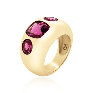 Cushion Cut and Round Garnet Chunky Nomad Ring