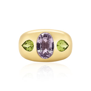 Lavender Spinel & Peridot Pear Chunky Nomad Ring