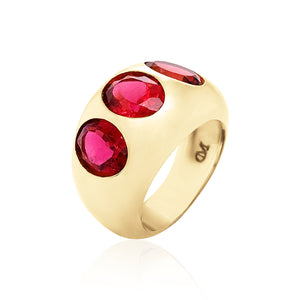 Rubellite Tourmaline 3 Oval Chunky Nomad Ring