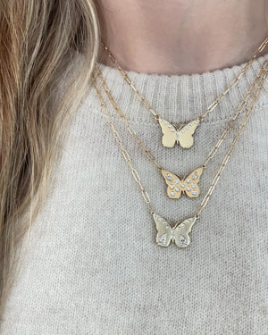 Evie Small Butterfly Necklace - Diamond