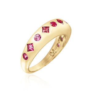 Spinel 9 Princess and Round Skinny Nomad Ring